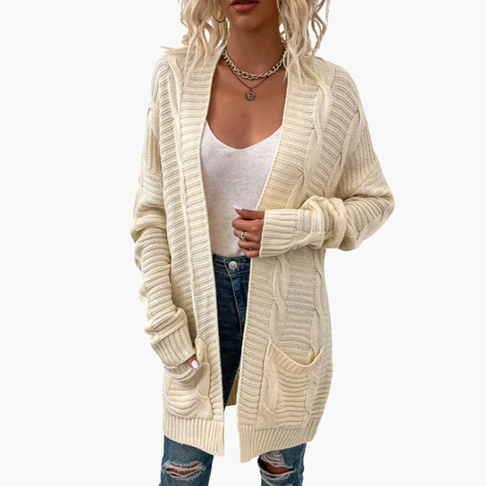 Dame Åpen Front Cardigan med Lange Ermer