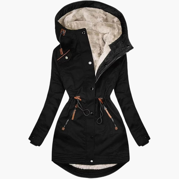 Dameparka med Fôret Hette og Snøring i Midjen