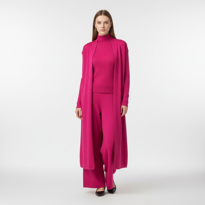 Dame Tredelt Loungesett med Ribbestrikket Topp