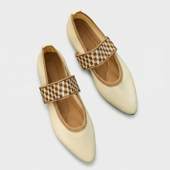 Dame Ballerinaskoen med Elastisk Stropp og Spiss Tupp