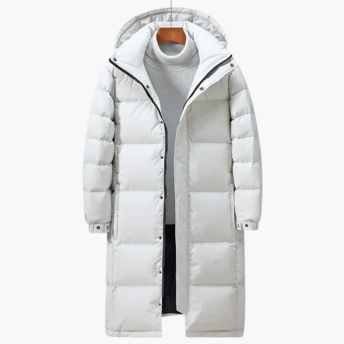 Herre Lang Parkas med Hette og Glidelås