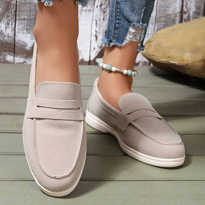 Dame Slip-On Loafers med Rund Tå og Glatt Design