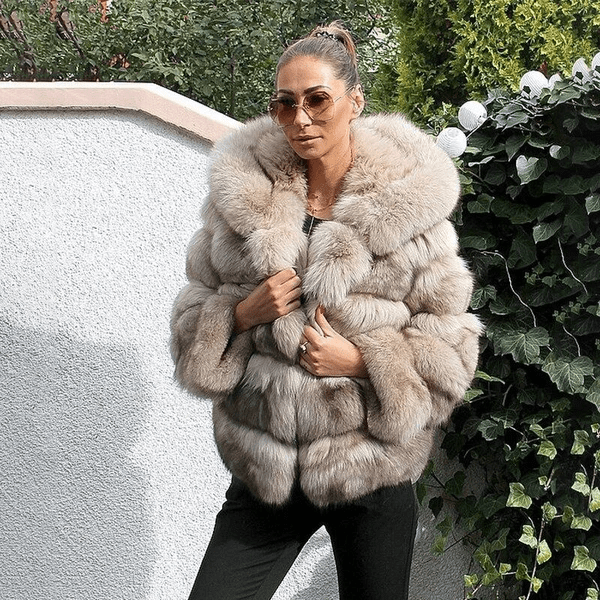 Dame Oversized Teddyjakke med Hette og Lukking