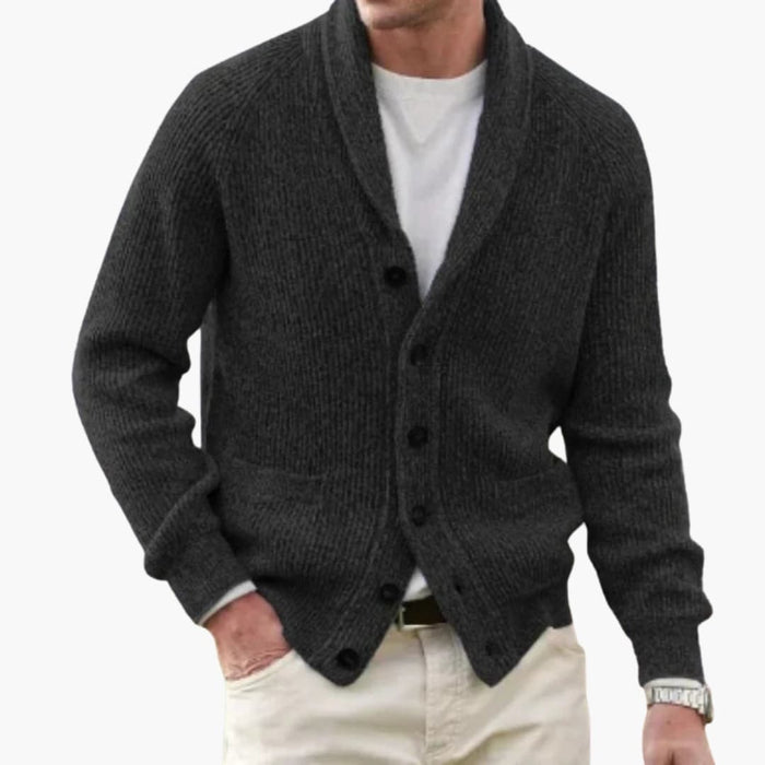 Herre Cardigan med Sjalkrage og Knappelukking