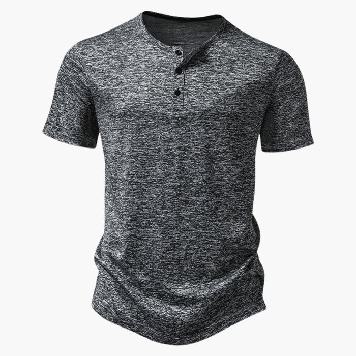 Herre’s Korte Ermer Henley T-skjorte med Knappelukking