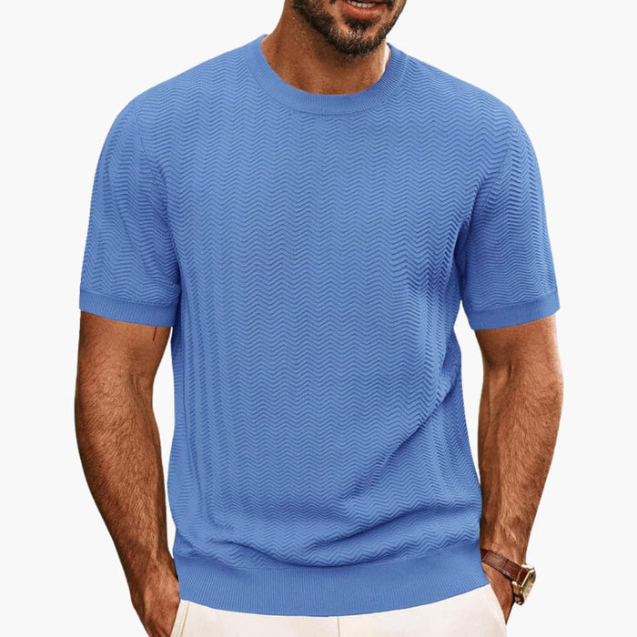 Herre Crew Neck T-skjorte med Strukturert Overflate
