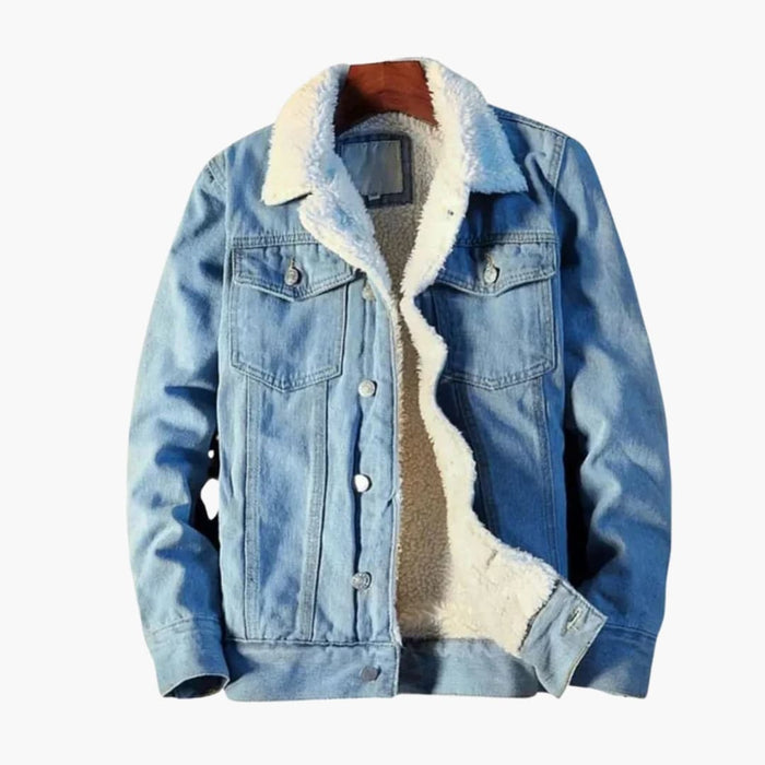 Herre Denimjakke med Sherpa Krage