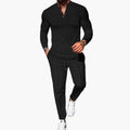 Herre Henley Topp og Bukse Sett – Langermet To-delt Outfit