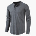 Herre Langermet Henley T-skjorte med Knappestolpe – Enkelt Top