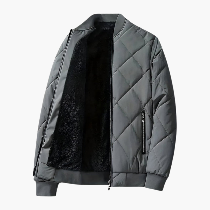 Herre Padded Jakke med Fleece Fôr og Lommer med Glidelås