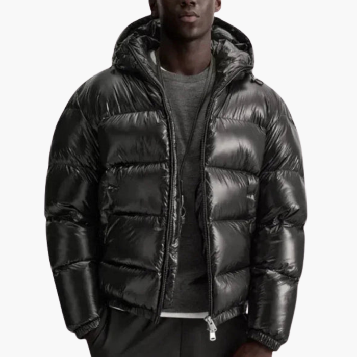 Herre Quilted Jakke med Frontglidelås og Polstret Fôr