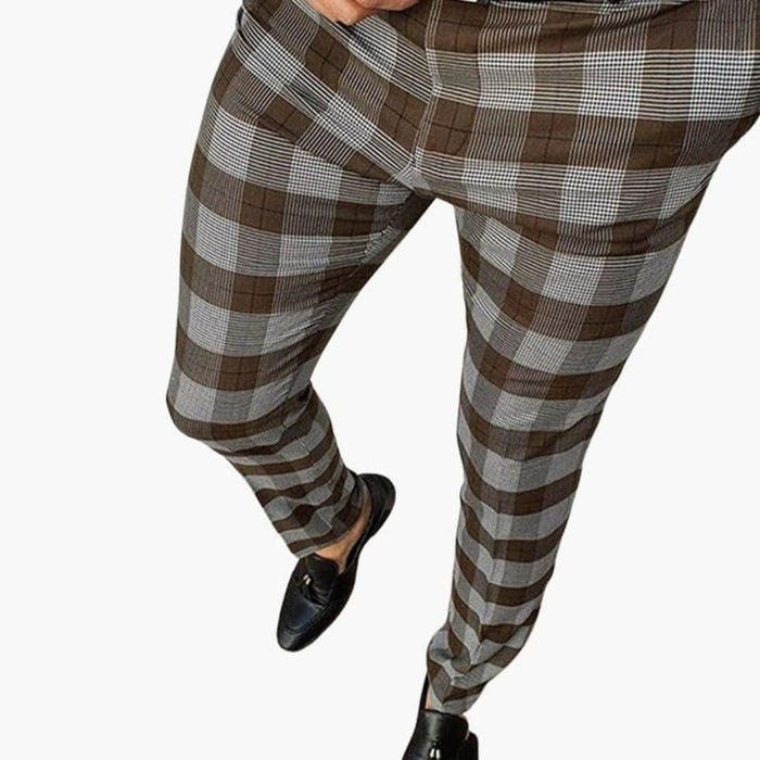 Herre Slim Fit Bukser med Rutemønster