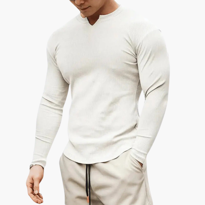 Herresweater med ribbestruktur og slim fit