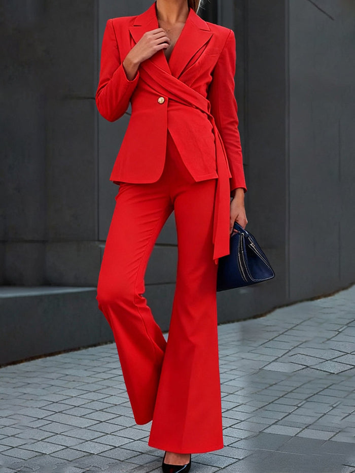 Dame Dobbeltspent Dressblazer med Vidt Bukseben