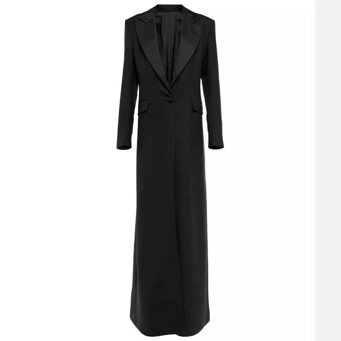 Dame Trenchcoat med Ett Knappelukning og Lang Fasong