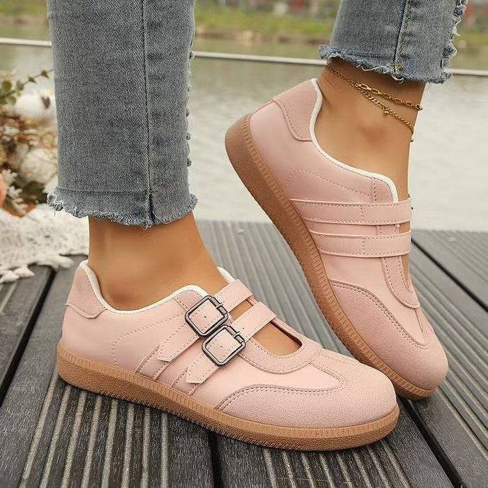 Dame Mary Jane Sneakers med Dobbel Spennerem og Gummisåle