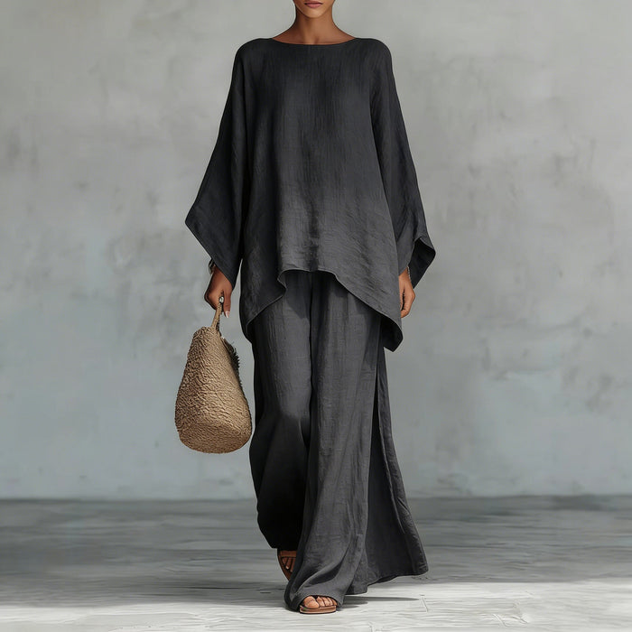 Dame Oversized Topp og Vide Bukser Luftig Sett for Fritid