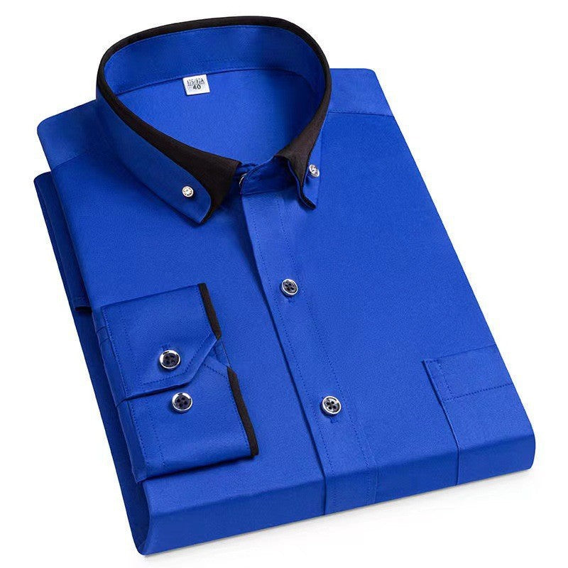 Herre Strykefri Langermet Skjorte med Button-Down Krage