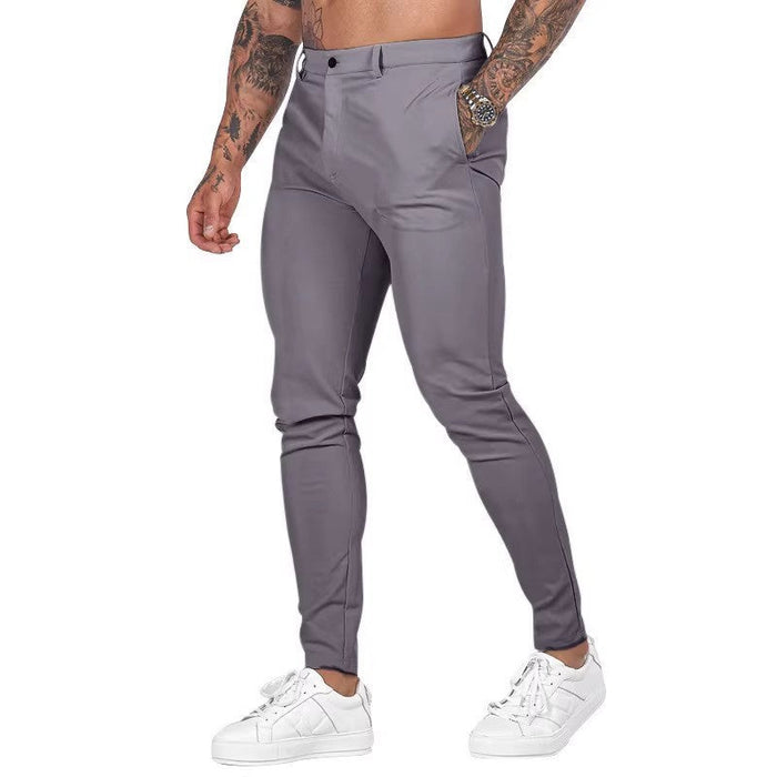 Herre Slanke Chinos med Elastisk Linning og Lommer