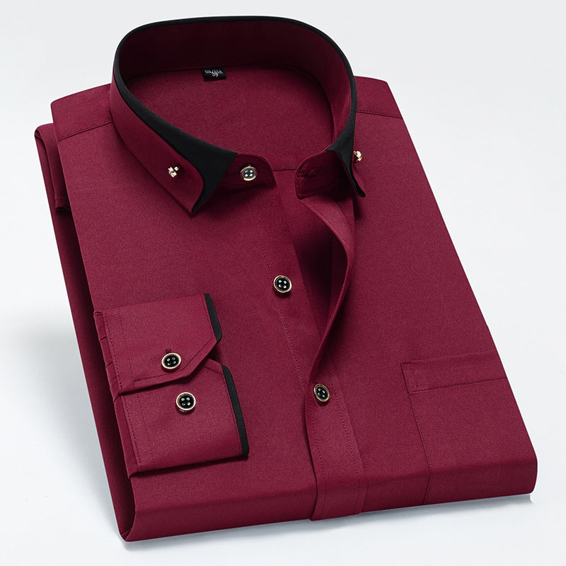 Herre Strykefri Langermet Skjorte med Button-Down Krage