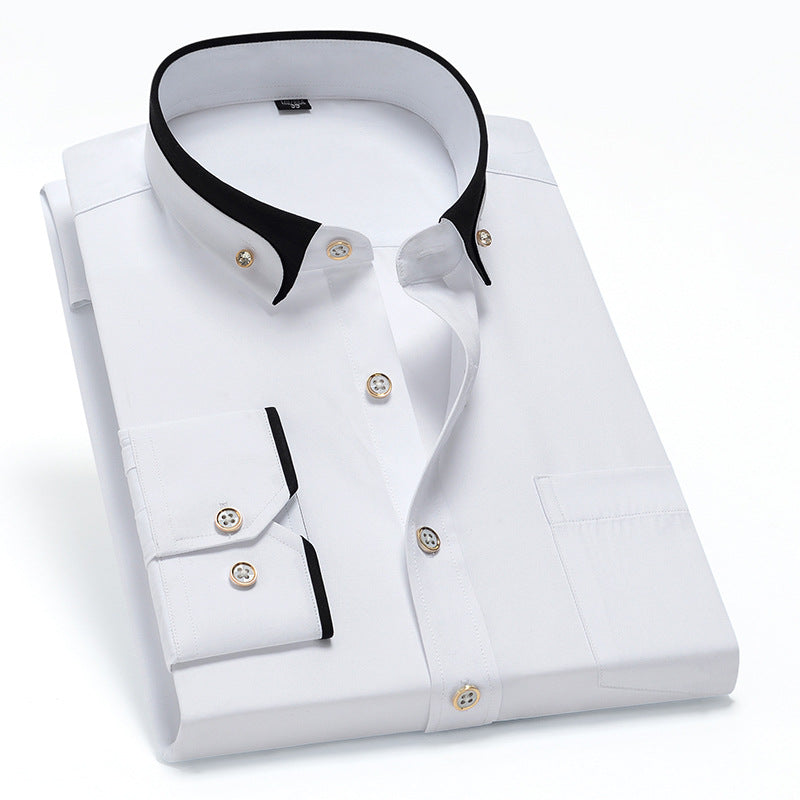 Herre Strykefri Langermet Skjorte med Button-Down Krage