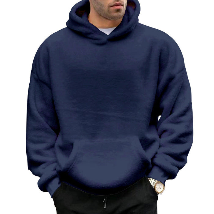 Herre Teddy Hettegenser Oversized med Kengurulomme