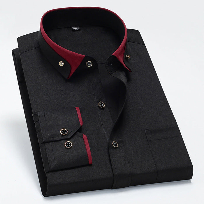 Herre Strykefri Langermet Skjorte med Button-Down Krage