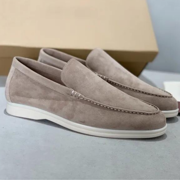 Herre Loafers i Slip-On Design med Hvit Såle