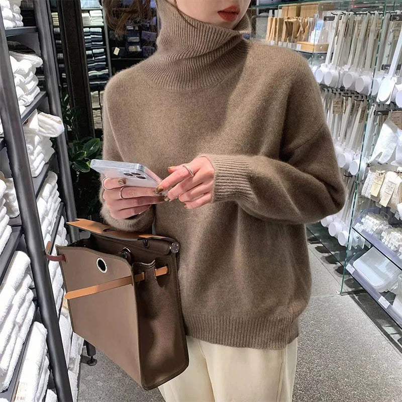 Dame Rullekragegenser i Myk Polyester til Kalde Dager