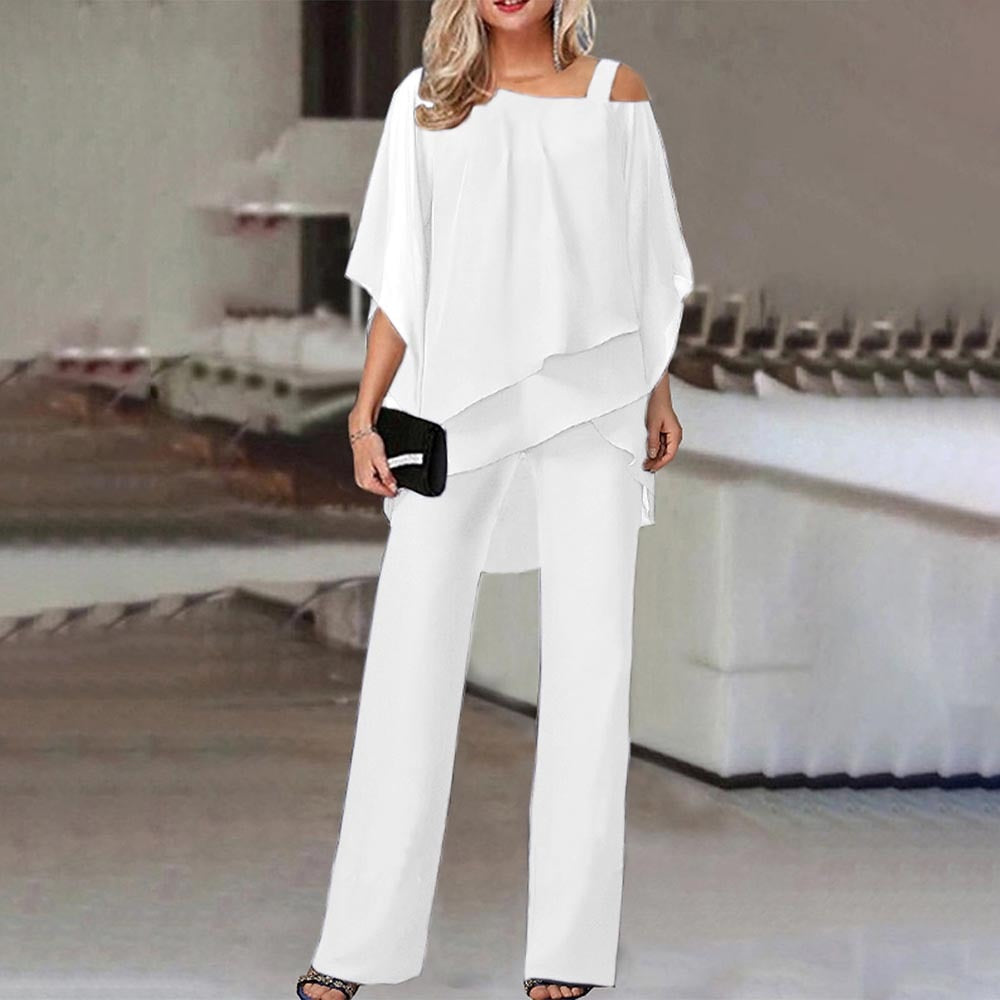 Dame Jumpsuit med Cold Shoulder og Lange Ben til Fest