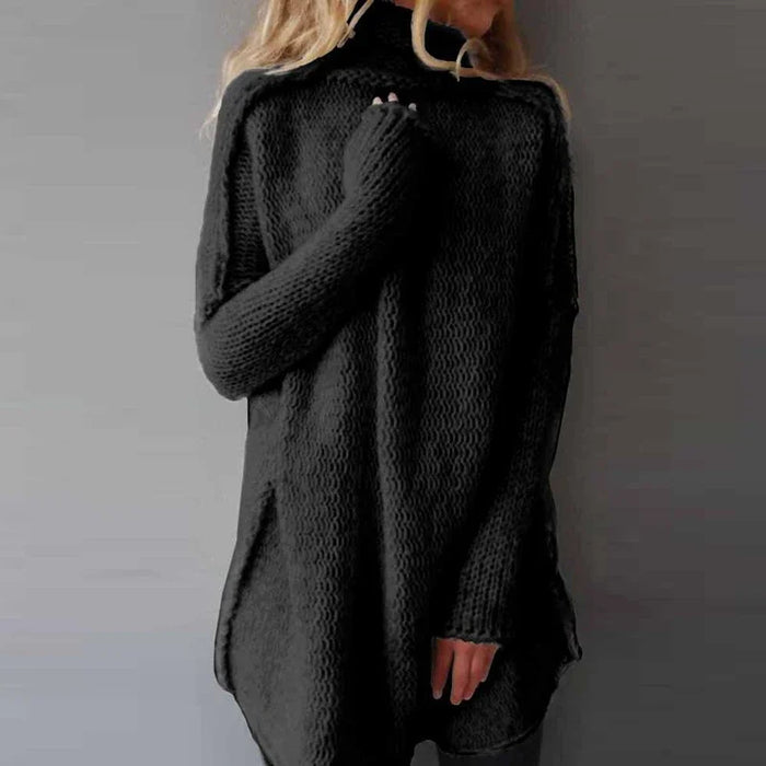 Dame Strikkekjole med Rund Hals og Oversized Passform