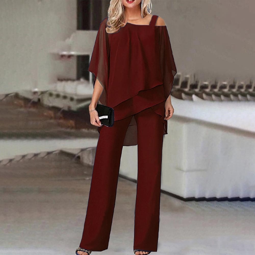 Dame Jumpsuit med Cold Shoulder og Lange Ben til Fest