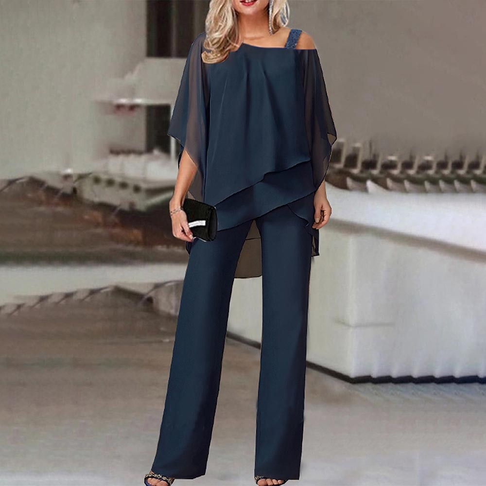 Dame Jumpsuit med Cold Shoulder og Lange Ben til Fest