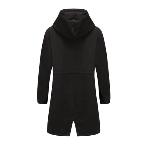 Dame Lang Trenchcoat med Hette til Overgangssesongen