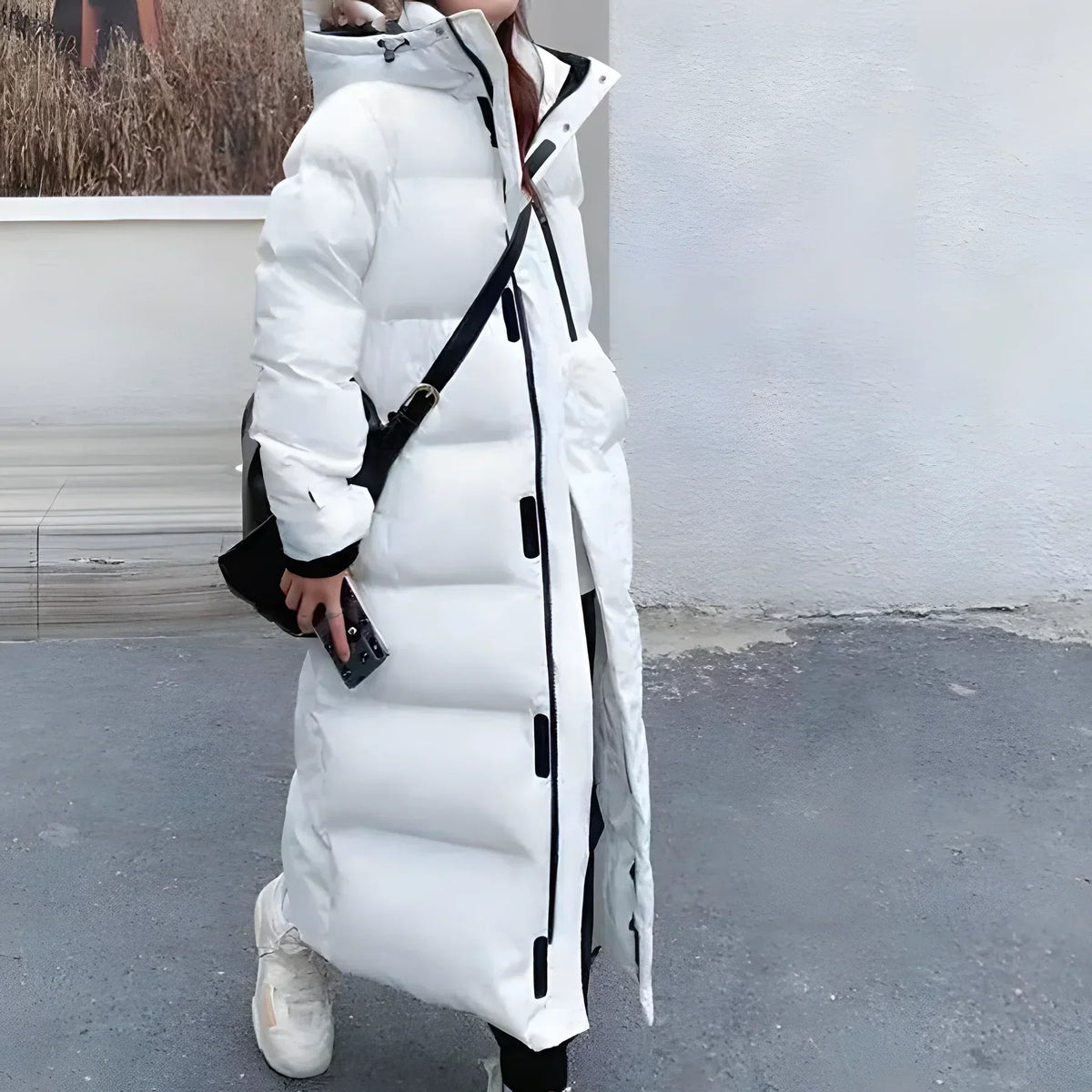 Dame Lang Vind- og Vanntett Parkas med Hette og Fôr