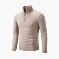 Herresweater med halv glidelås og ribbestrikket kant