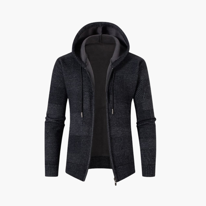 Herre Cardigan Hoodie med Glidelås og Snorhette