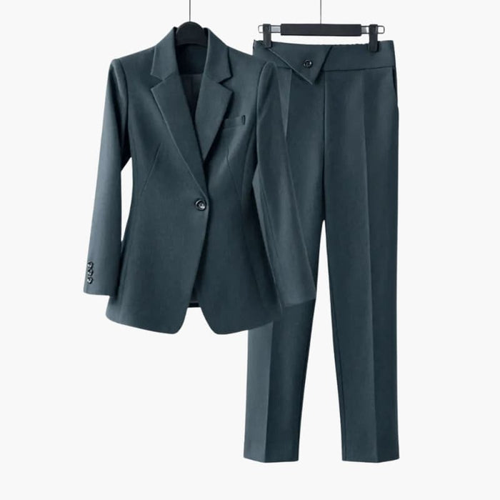 Dame Blazer Sett med Strukturert Passform og Rett Bukser