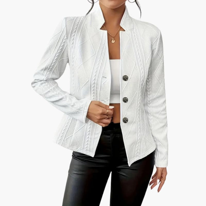 Dame Blazer med Krage og Knapplukking