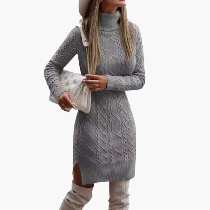 Dame Kabelstrikket Turtleneck Kjole