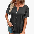 Dame Crew Neck Knappestolpe Kortermet T-skjorte