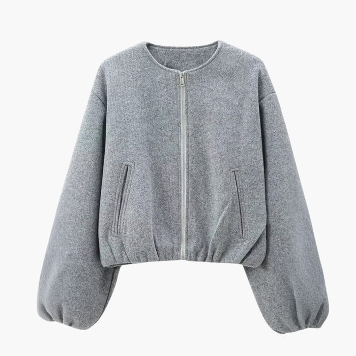Kvinnes Cropped Jakke med Glidelås