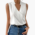 Kvinnes Fitted V-hals Langermet Bluse