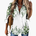 Damebluse med Blomsterprint og 3/4 Ermer – Vevd Topp