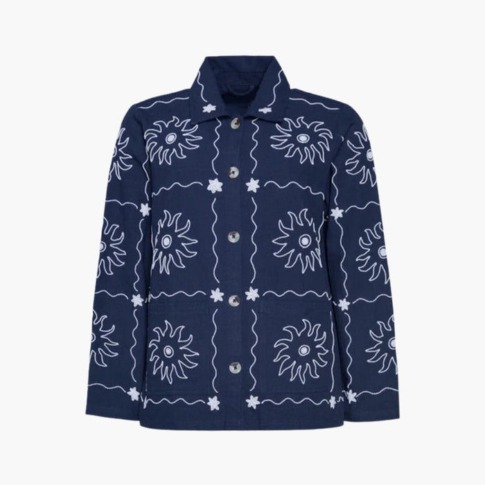 Dame Floral Print Bomberjakke med Knapplukking