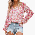 Kvinne Floral Print Kortermet Bluse