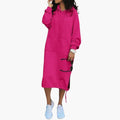 Dame Hoodie Kjole med Kenguru Lomme og Snor i Hem