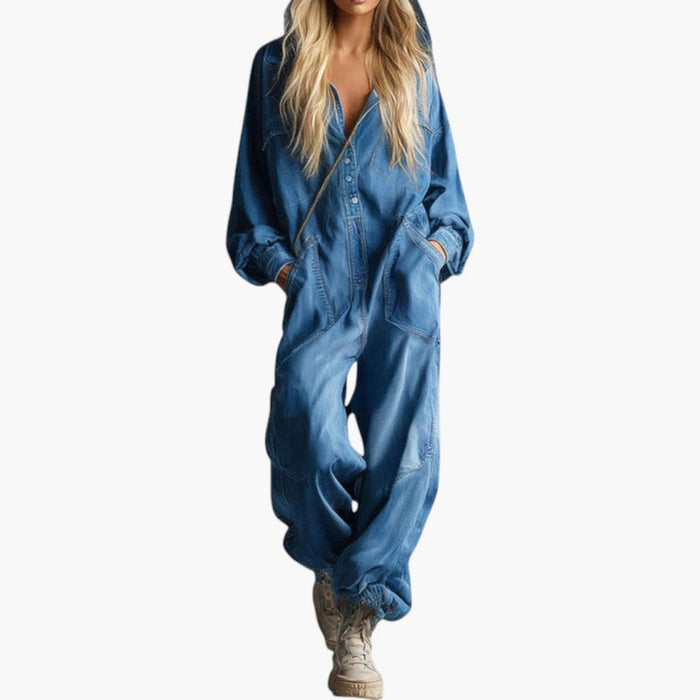 Dame Jumpsuit med Hette og Langermet Design