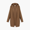 Dame Strikket Cardigan med Hette og Åpen Front