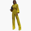 Dame Langermet Jumpsuit med Halv Krage Design